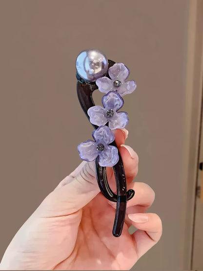 Elegant and sophisticated floral twist hair clips for women, 2026 new high-end back hair clip, straight duckbill clip