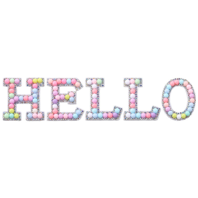 Macaron letter stickers, 26-letter English DIY accessories, clothing accessories, faux pearl and rhinestone appliqué set