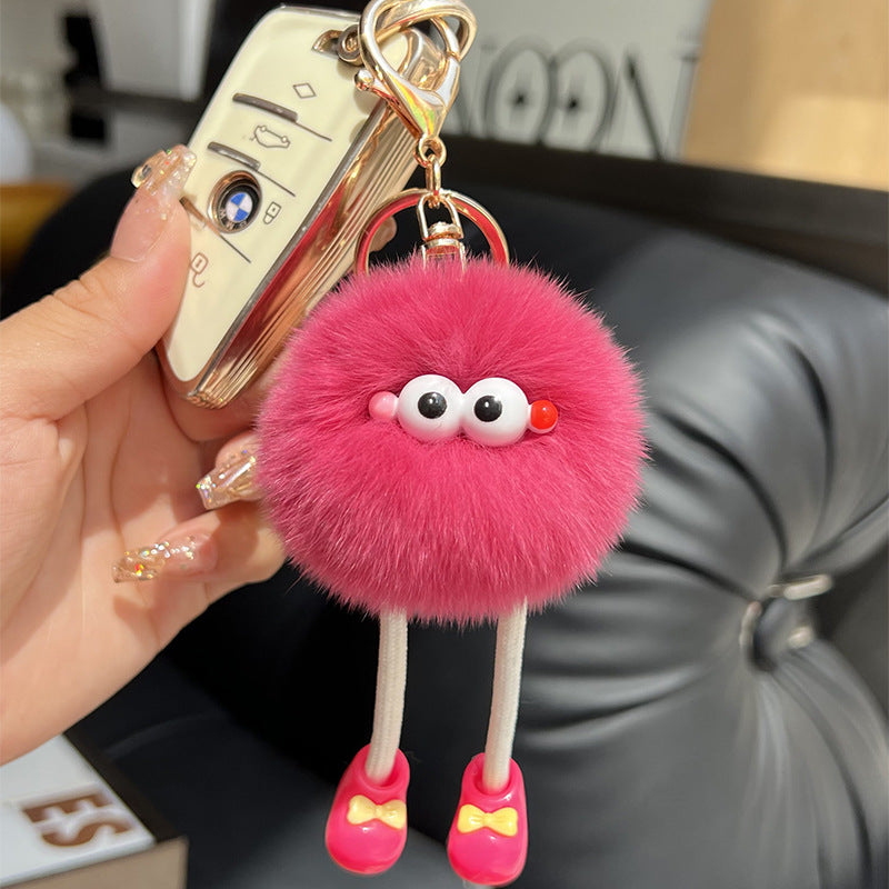 Cute imitation otter rabbit long legs small briquette car keychain pendant plush bag pendant gift doll doll