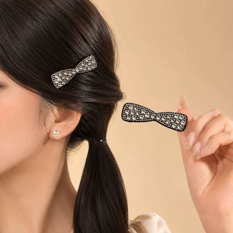 Japanese and Korean new rhinestone bow hair clip, side clip, side bangs clip, high-end front hair clip, hair clip