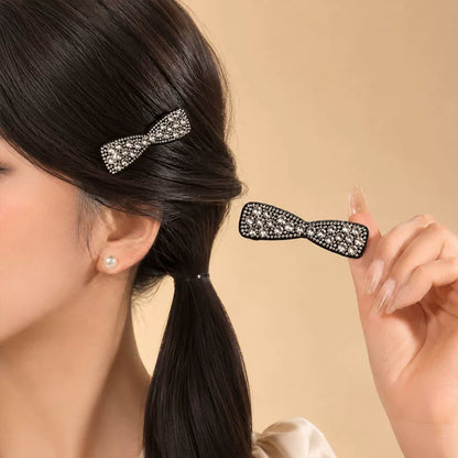 Japanese and Korean new rhinestone bow hair clip, side clip, side bangs clip, high-end front hair clip, hair clip