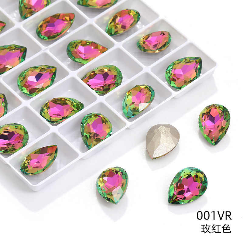 K9 high-end pear-shaped rhinestones, special-shaped rhinestones, real silver-plated base wedding dress accessories, pointed bottom pinkstone rhinestones