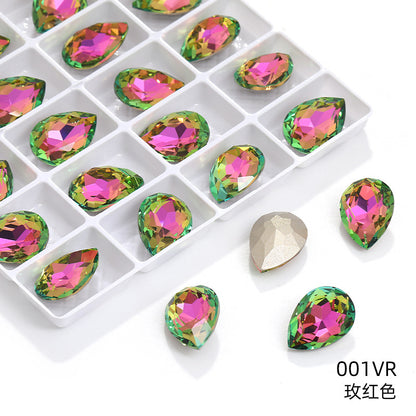 K9 high-end pear-shaped rhinestones, special-shaped rhinestones, real silver-plated base wedding dress accessories, pointed bottom pinkstone rhinestones