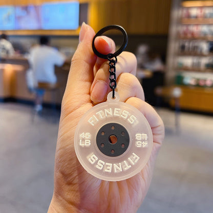 Creative Mini Fitness Barbell Piece Keychain Pendant Couple Car Bag Keychain Sports Small Pendant Wholesale