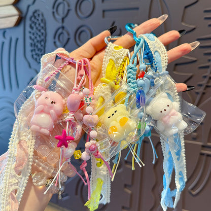 Handmade beading DIY pinch doll keychain pendant cute bear miu series bag pendant keychain accessories