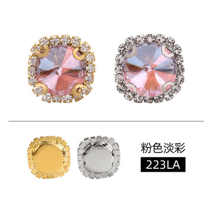 New border satellite light color crystal buttons with hand-stitched glass diamonds thickened base base - clothing and luggage DIY accessories