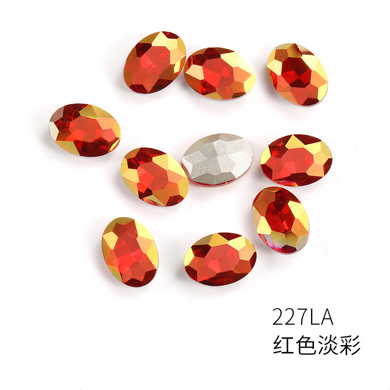Oval light color nail art diamonds, dan-shaped pointed bottom diamond hair accessories, headwear, luggage, clothing accessories, oval light color water rhinestones