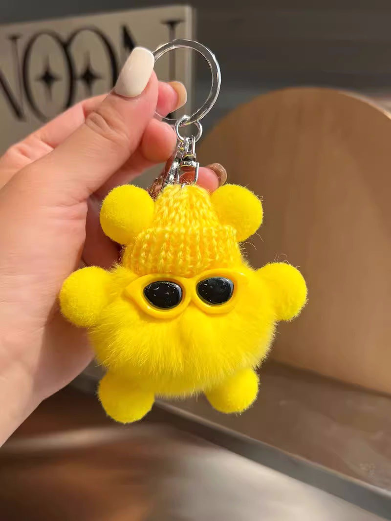 Cute otter rabbit fur small briquette bag pendant ornament school bag eye doll pendant cartoon doll keychain