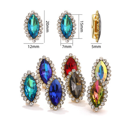 Horse Eye Sunflower Double-layer Hand-Stitched Diamond Shaped Edge Glass Diamond Clothing Bag DIY Accessories Manufacturer Wholesale