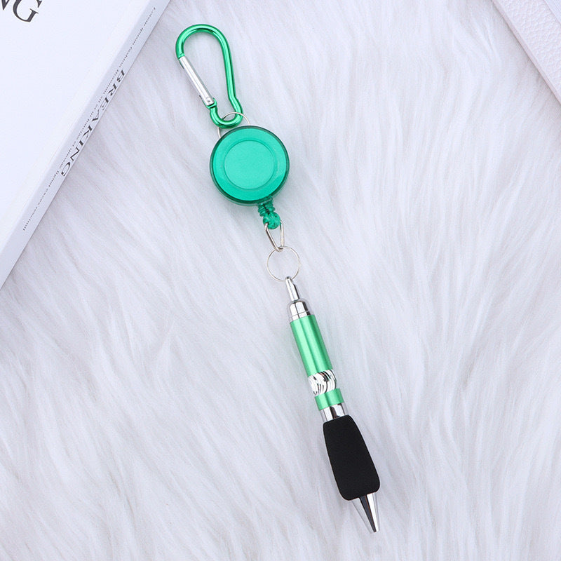 metal draw pen portable stretch ballpoint pen outdoor carabiner keychain telescopic writing pen wholesale