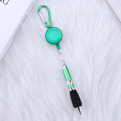 metal draw pen portable stretch ballpoint pen outdoor carabiner keychain telescopic writing pen wholesale