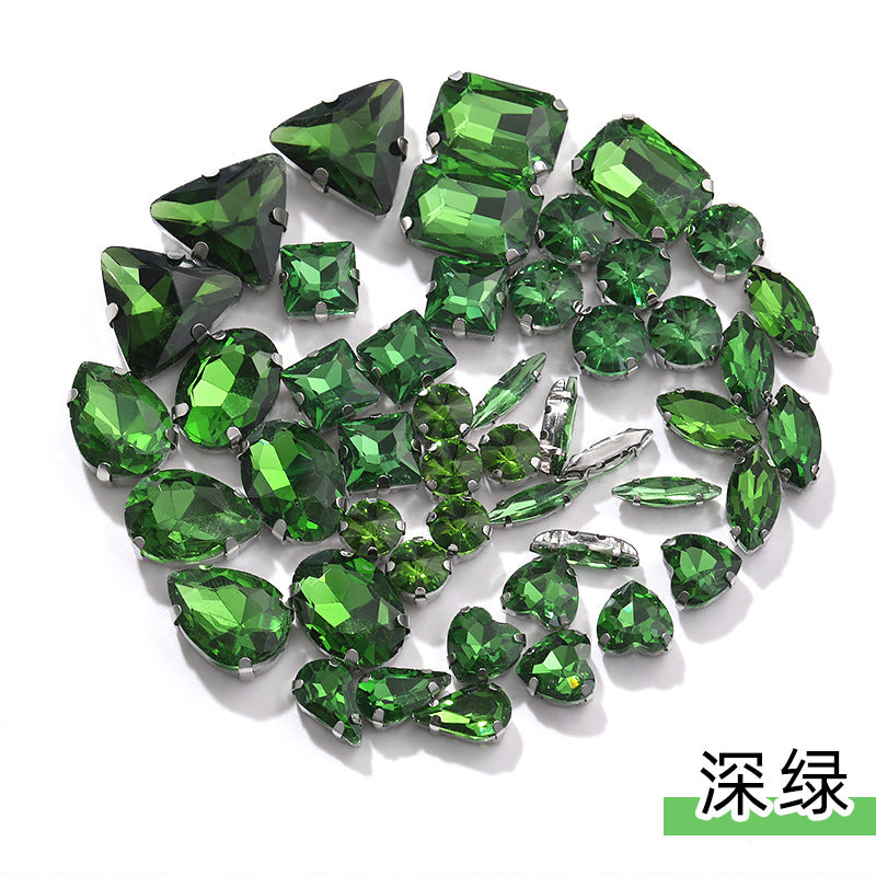 Mixed Four-Corner Claw Rhinestones - Silver Crystal Glass Hand-Sewn Wedding Dress Accessories 50pcs