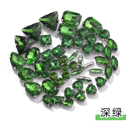 Mixed Four-Corner Claw Rhinestones - Silver Crystal Glass Hand-Sewn Wedding Dress Accessories 50pcs