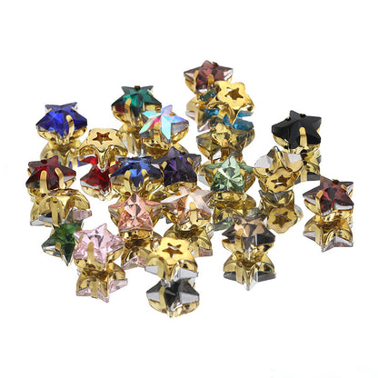 New 10mm five-pointed star hand-stitched glass thickened claw drill 3D DIY wedding dress, clothing, shoes, bags, hair clips, accessories