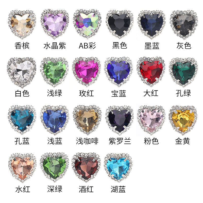 Heart-Shaped Crystal Claw Rhinestones - Hand-Sewn Hat Shoe Accessories Crystal Buckles