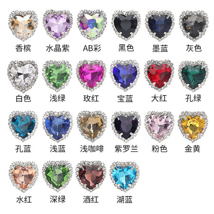 Heart-Shaped Crystal Claw Rhinestones - Hand-Sewn Hat Shoe Accessories Crystal Buckles