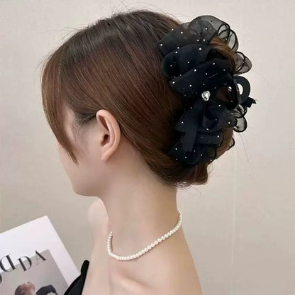 气质韩系满天星发夹女高级感新款羽毛抓夹高端后脑勺盘发鲨鱼夹子