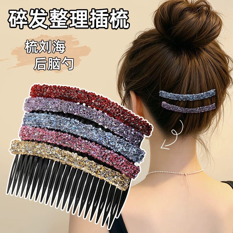 Premium glitter rhinestone hair comb, loose hair management tool, 2026 new toothbrush, bangs inverted comb, elegant hair clip, hair accessory