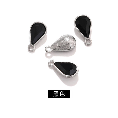 Zinc alloy pointed waterdrop pendant, crystal glass diamond DIY jewelry, earrings with diamond, single hanging glass waterdrop rhinestone