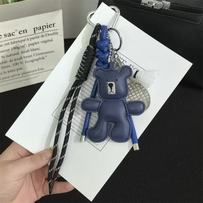 Dumb bear braided lanyard car keychain pendant cartoon cute bag charm mobile phone lanyard cute pendant