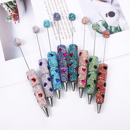 Creative colorful love full diamond ballpoint pen DIY beading electroplating handmade diamond set ballpoint pen cross-border hot sale spot