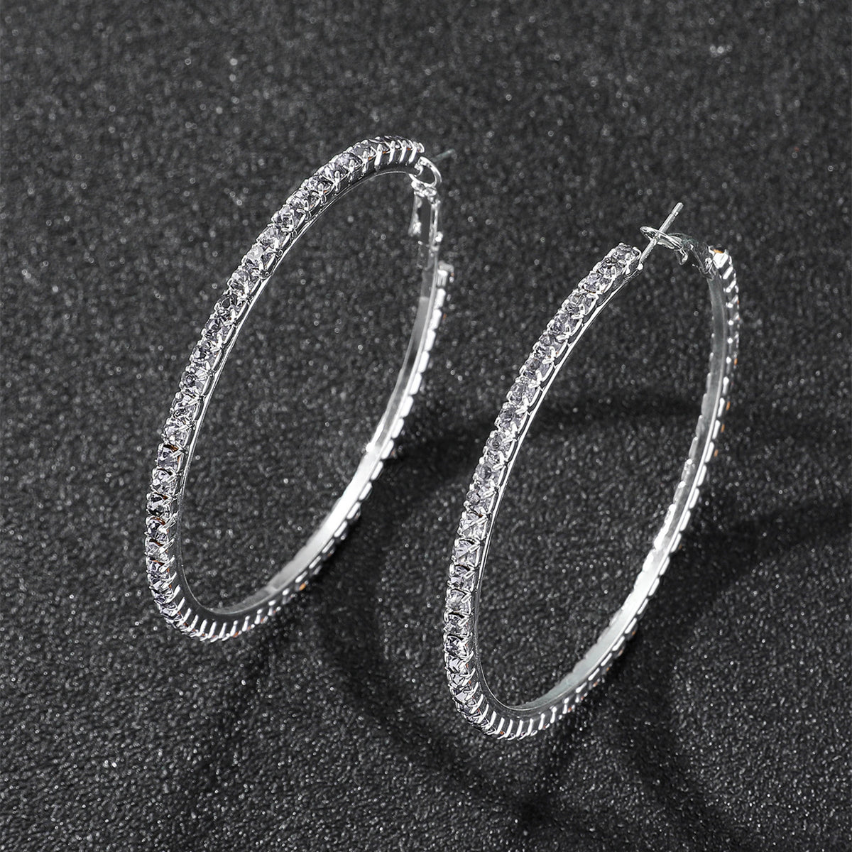 2-4-6-8-10cm oversized earrings exaggerated earrings european and american round rhinestone geometric hoop earrings for women cross-border