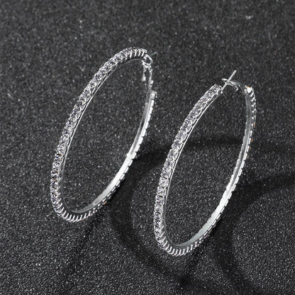 2-4-6-8-10cm oversized earrings exaggerated earrings european and american round rhinestone geometric hoop earrings for women cross-border