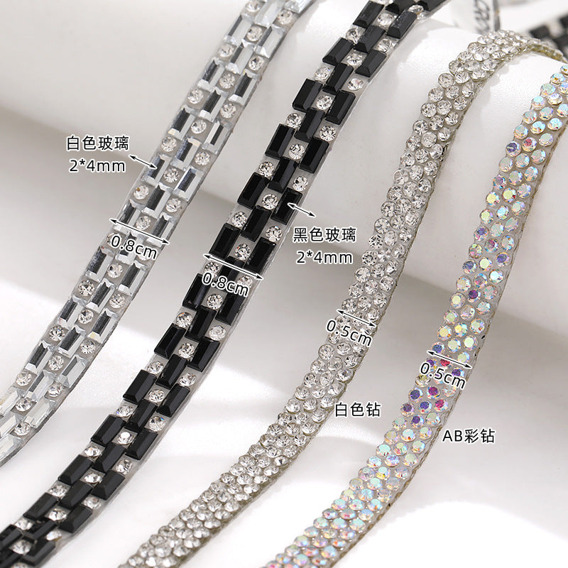 Hot-selling drill tape adhesive backing for immediate sticking drill strips, DIY self-adhesive drill sticks, glass rhinestone ribbons, clothing accessories