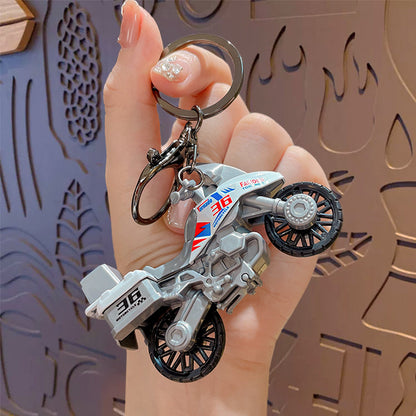 Creative Cool Motorcycle Keychain Pendant Mini Kids Pullback Toy Car School Bag Keychain Small Gift Wholesale
