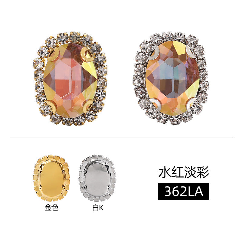 Multicolor crystal glass diamonds, light color oval crystal buckle holes, hand-sewn diamonds - clothing, shoes, bags, DIY accessories