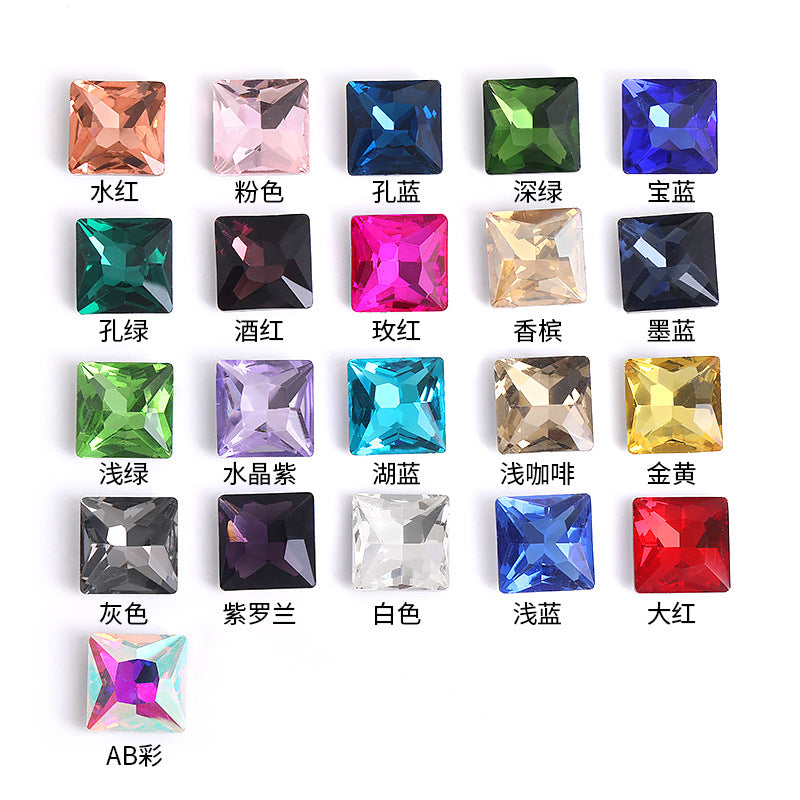 Square special-shaped diamonds, real silver-plated bottoms, bags, hair clips, accessories, shoes, clothing, accessories, pointed bottoms, square diamonds