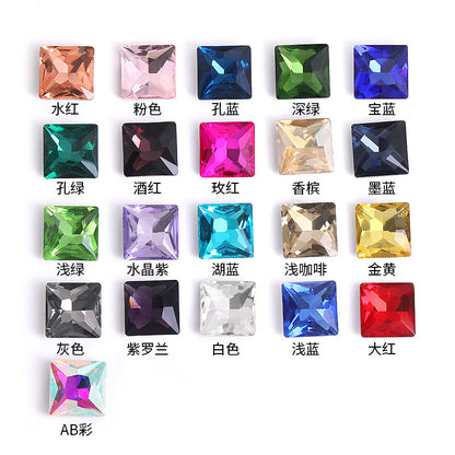 Square special-shaped diamonds, real silver-plated bottoms, bags, hair clips, accessories, shoes, clothing, accessories, pointed bottoms, square diamonds