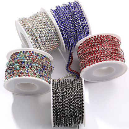Hot Selling Multicolor White K Claw Chain 2 2.5 2.8 3mm Dense Crystal Glass Drill Claw Chain DIY Clothing Decorations