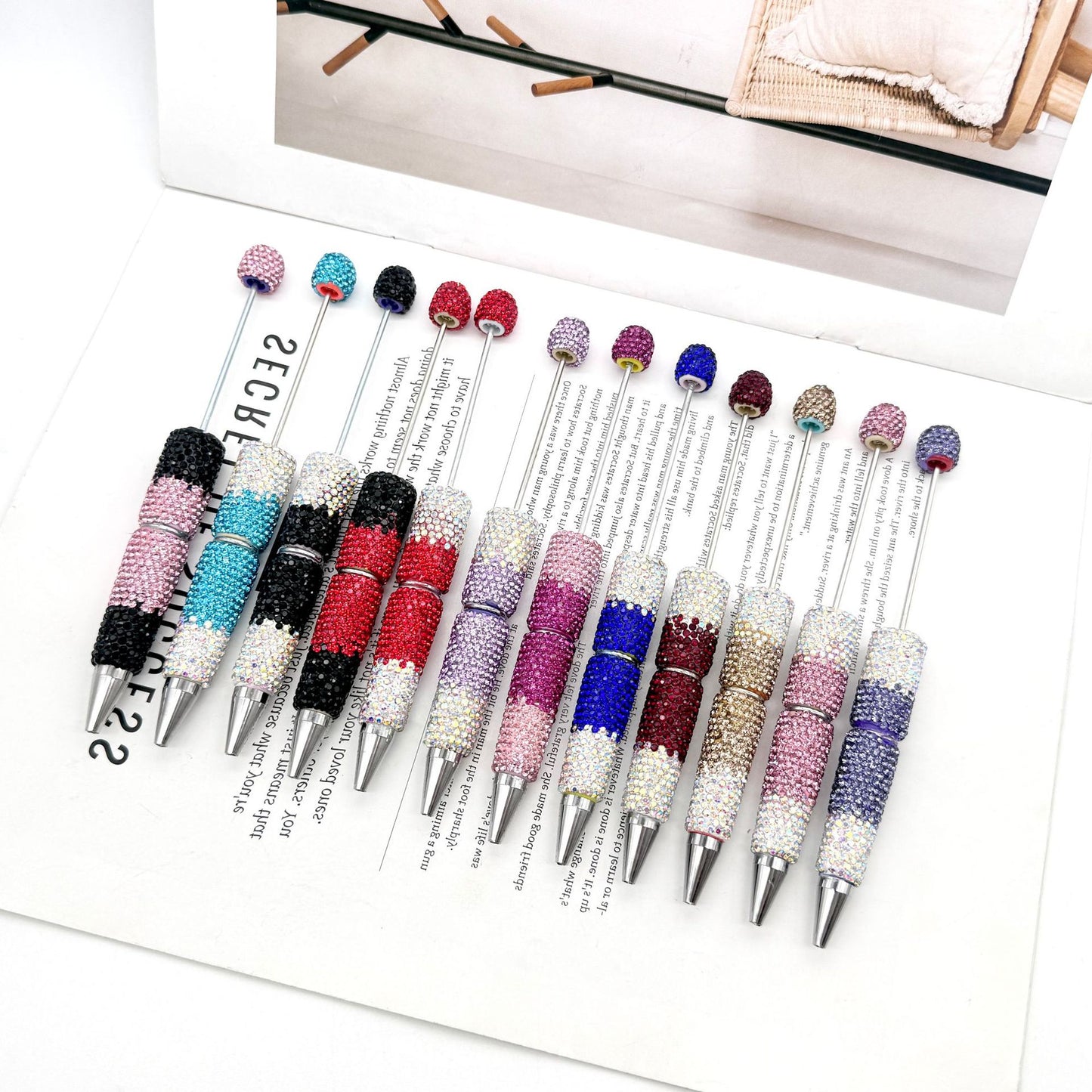 Multi-color gradient full diamond ballpoint pen DIY fun handmade full diamond ballpoint pen educational student stationery gift pen