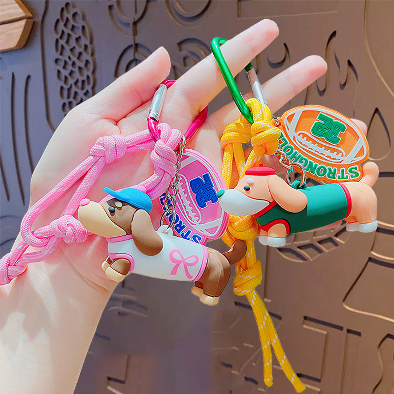 Creative Exquisite Trendy Dachshund Dog Doll Keychain - 3D Cartoon Puppy Couple Bag Pendant