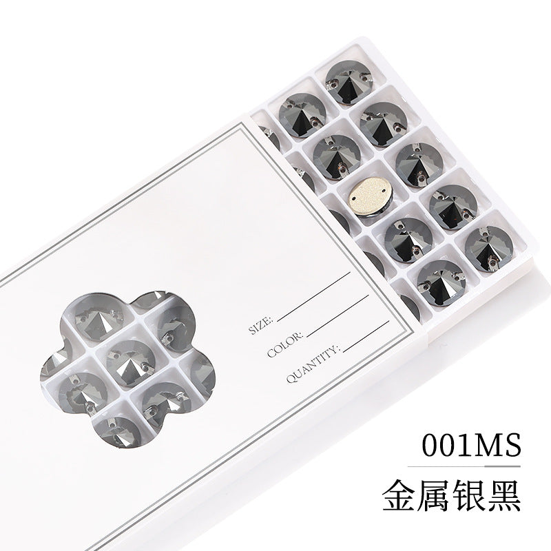 Flat Bottom Hand-Sewn Diamond K9 Satellite Round Flat Buckle Double Hole Punched Hand-Sewn Diamond Wedding Dress Apparel Accessories Super Flash Satellite