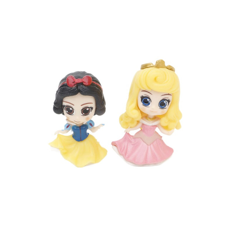 Cross-border 7 Q version princess figurines Snow White Mermaid Mulan Cinderella toy doll model ornaments