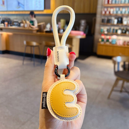 Creative PU leather 26 English letter keychain pendant simple couple car bag keychain pendant gift