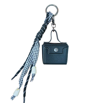 Creative miu PU leather headphone case keychain small pendant cute couple car keychain bag pendant
