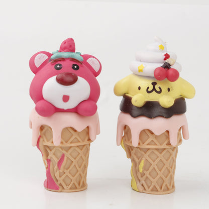 Sanrio Kuromi blind box anime figure ornament ice cream Melody KT cat cartoon girl heart model trend