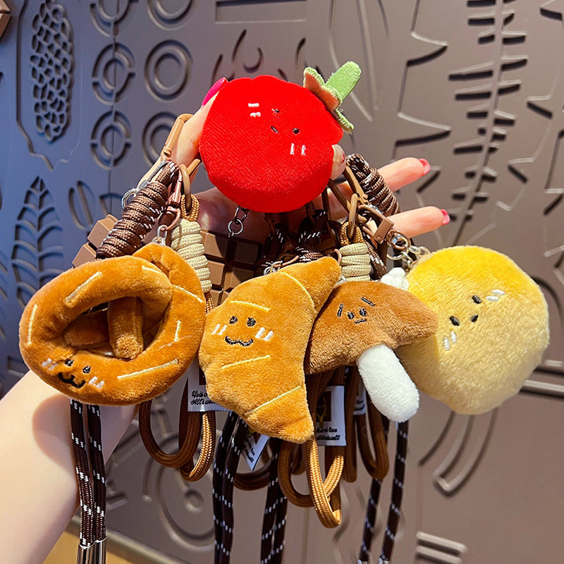 Creative MIU plush bread bracelet keychain pendant couple car key chain bag pendant small gift