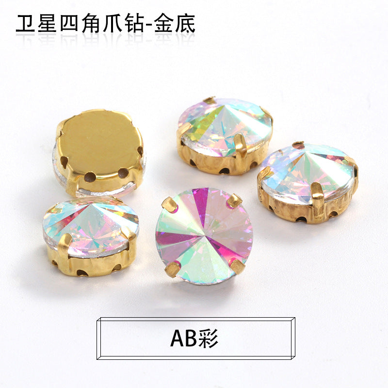 Xichuan new gold background satellite square corner hand sewing drill claw drill DIY clothing collar dress accessories material wholesale
