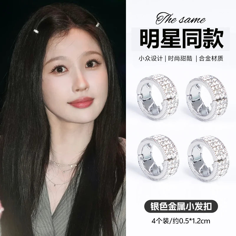 Silver heart-shaped metal hair clip for girls, princess hair mini clip, new style bangs side clip, hair accessory, children's braided hair buckle