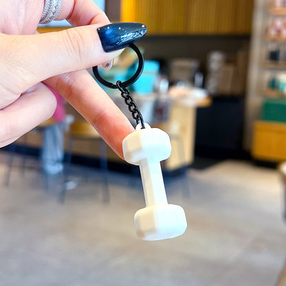 Creative sports style fitness dumbbell keychain pendant couple car keychain mini school bag small pendant wholesale