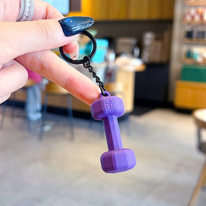 Creative sports style fitness dumbbell keychain pendant couple car keychain mini school bag small pendant wholesale