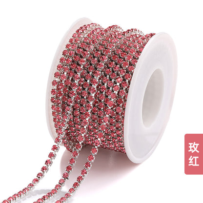 Hot Selling Multicolor White K Claw Chain 2 2.5 2.8 3mm Dense Crystal Glass Drill Claw Chain DIY Clothing Decorations