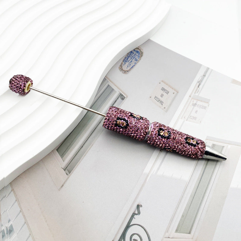 Leopard print full diamond ballpoint pen creative DIY beading pure handmade diamond set ballpoint pen advertising gift pen spot wholesale