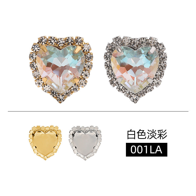 Pale color peach heart crystal buckle perimeter copper bottom support love glass hand-sewn claw diamond clothing DIY accessories