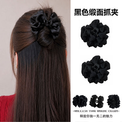 Black feather half-tie hair clip, small grab clip at the back of the head, high-end feel, little hair volume, shark clip, headpiece small size