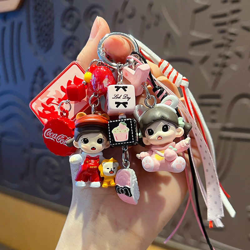 Handmade DIY sweetheart princess changing baby keychain small pendant bag doll beaded mobile phone chain ornament